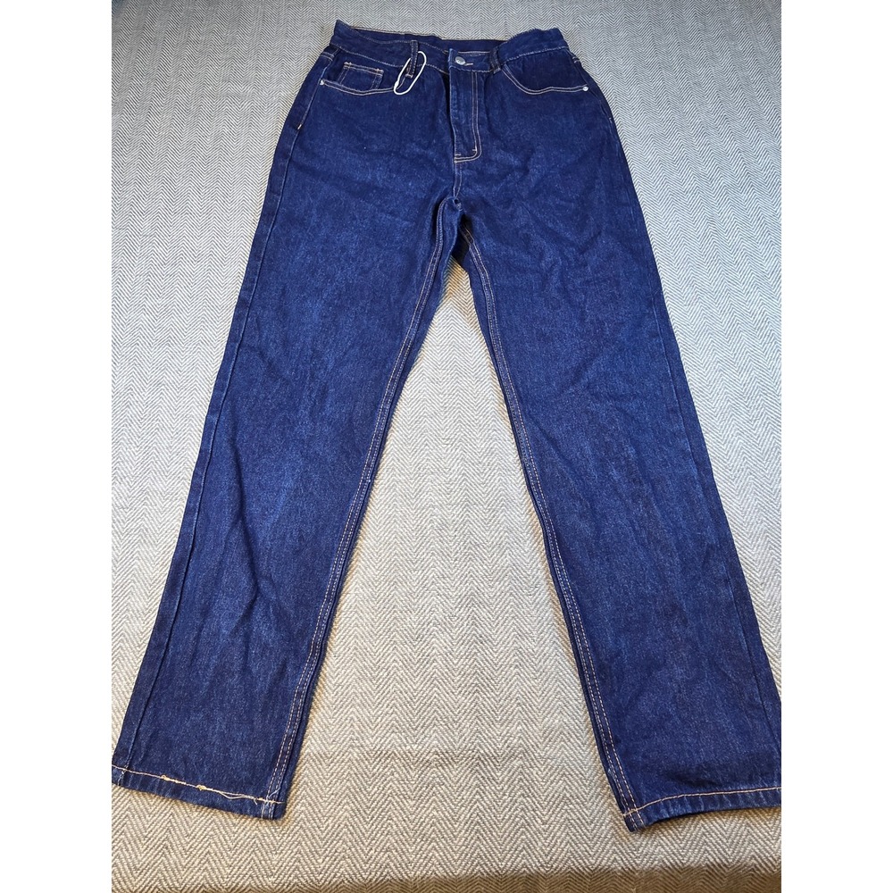 SHEIN Mens Dark Wash Straight Leg Jeans High Rise Blue Denim W32 L32